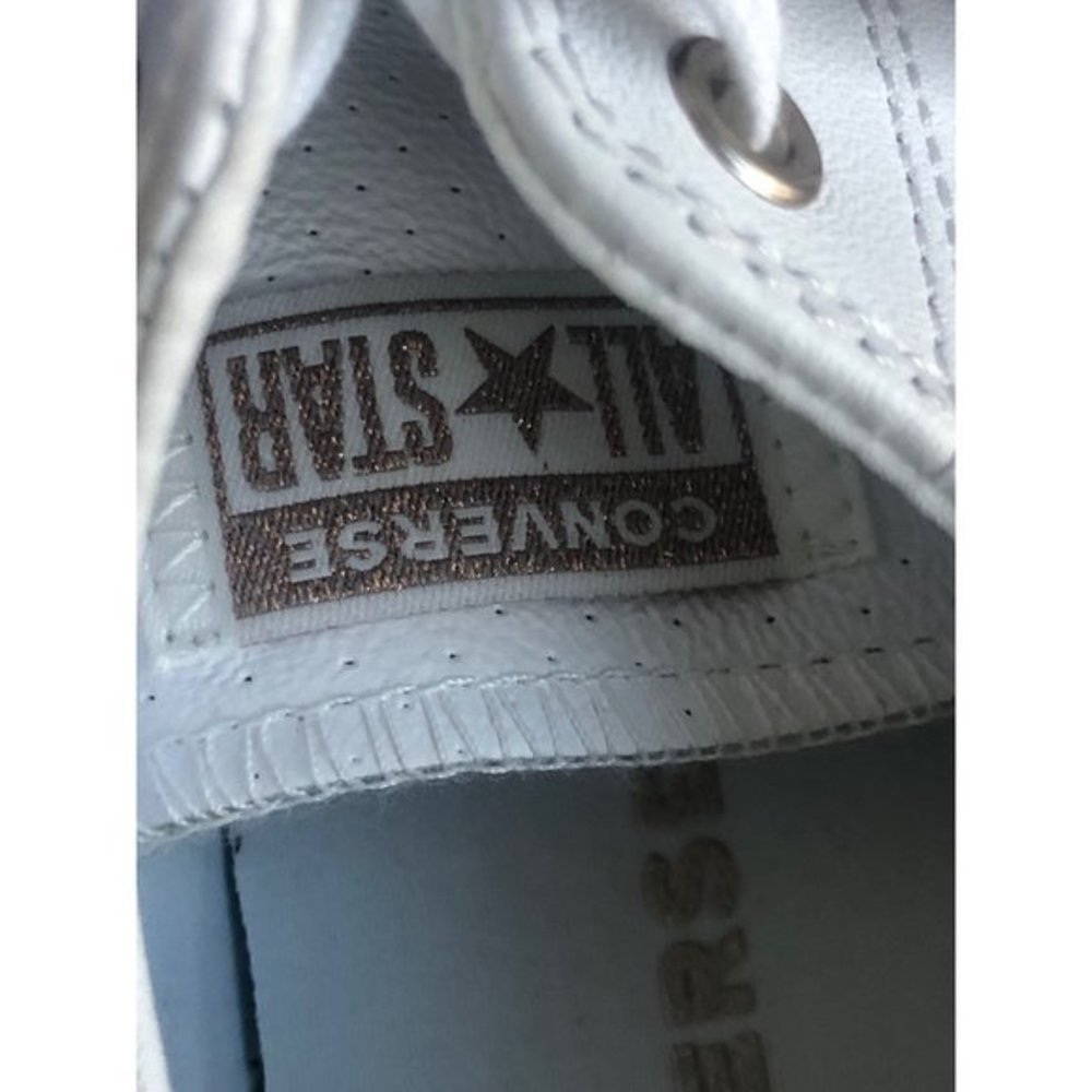 CONVERSE chuck taylor all star leather kids white Low SHOES SIZE 6 - Picture 5 of 7